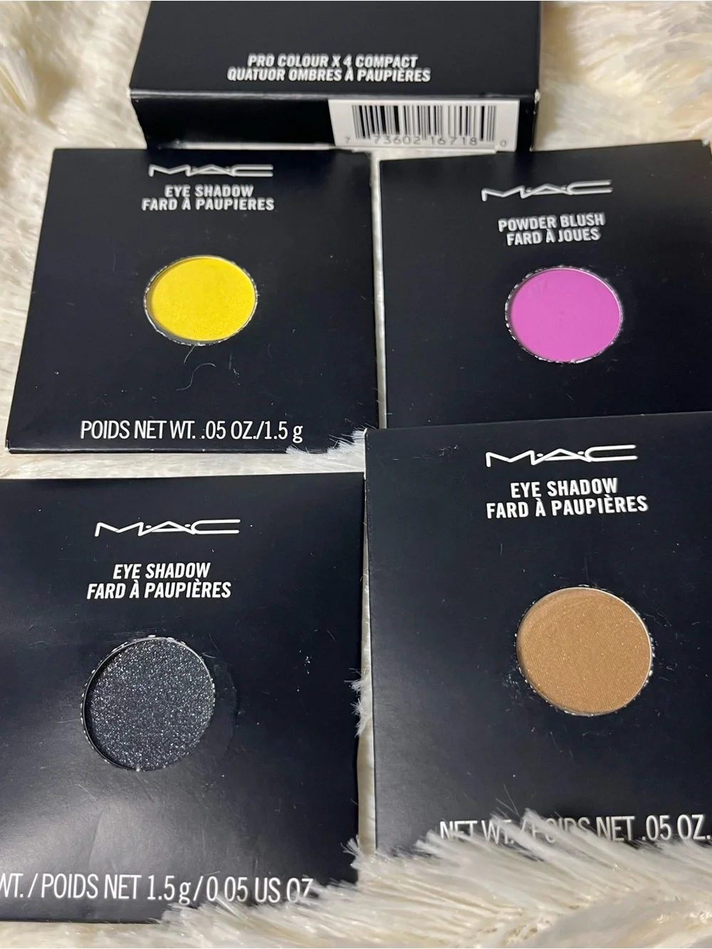 MAC Cosmetics Single Eyeshadows & Blush in Yellow, Purple, Silver, Brown